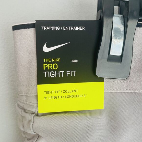 NEW Nike Pro Tight Fit Shorts Medium 2.5" Training Run Gray Dri Fit Clinching - Picture 4 of 14
